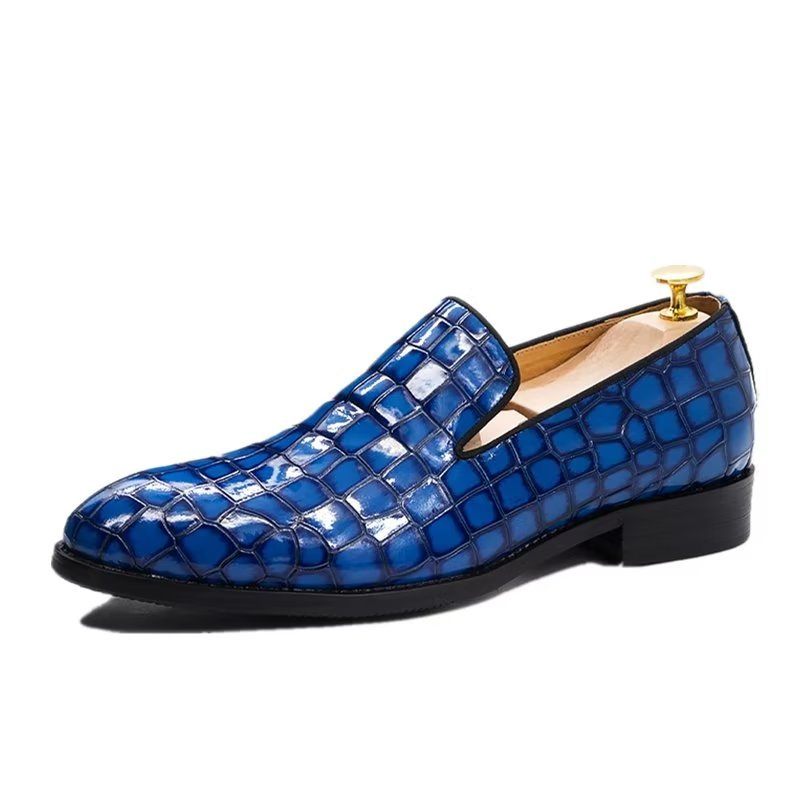 Formelle Herrenschuhe Schicke Slip-on-schuhe Aus Krokodilleder - Blau