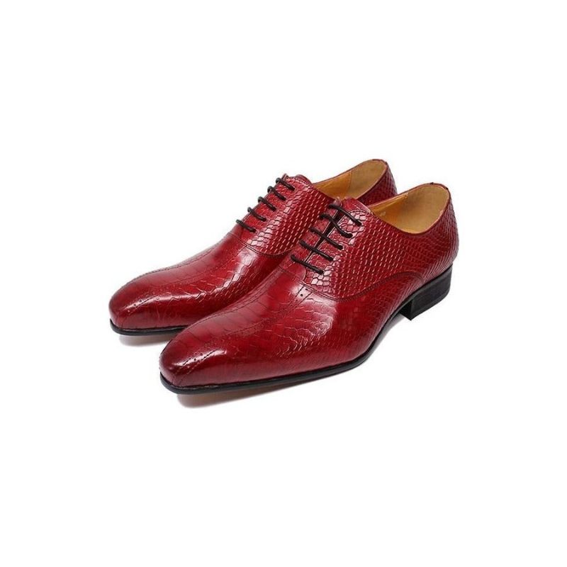 Formelle Herrenschuhe Schlangenleder-eleganz Handgefertigt Oxford-schuhe Mit Spitzer Zehenpartie - Rot