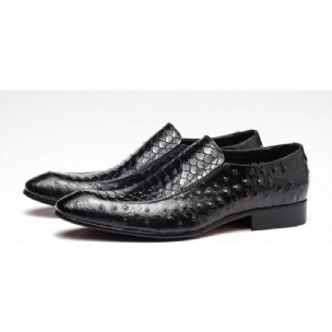 Formelle Herrenschuhe Slip-on-oxford-brogues Aus Leder Mit Krokodilstruktur