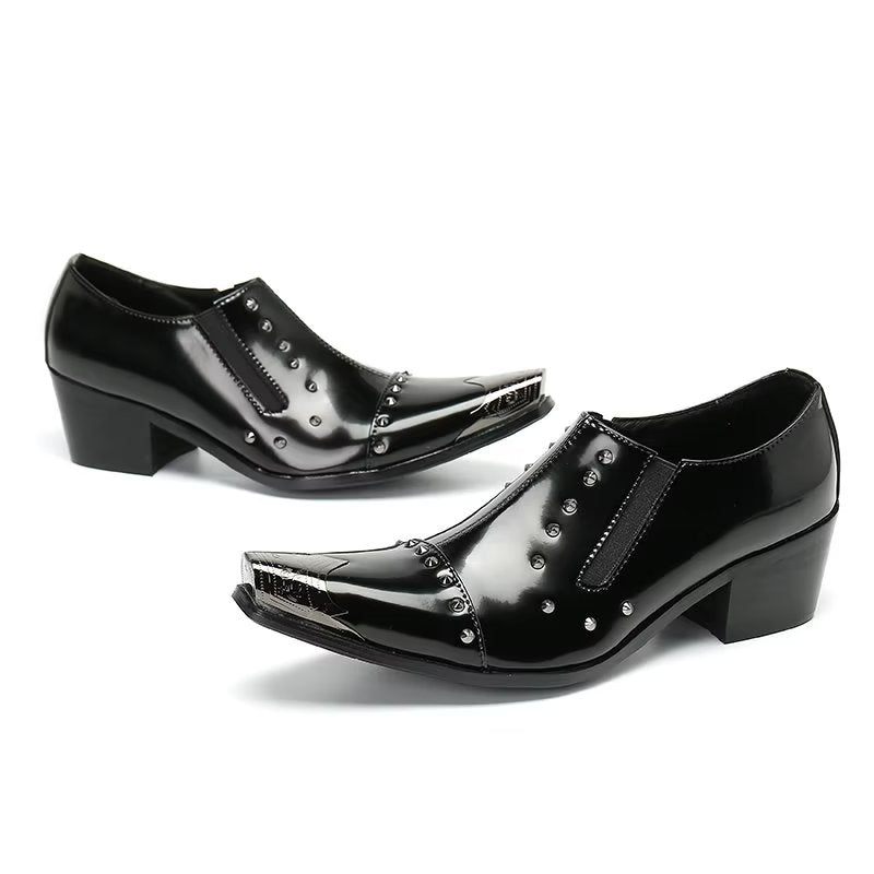 Formelle Herrenschuhe Slip-on-schuhe Aus Echtem Leder - Schwarz