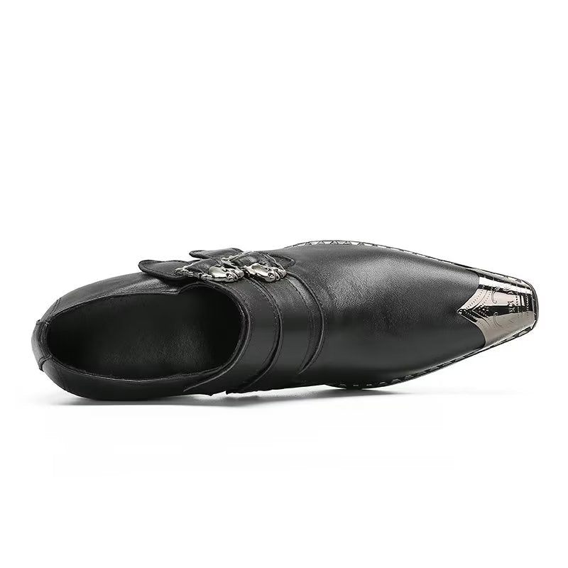 Formelle Herrenschuhe Slip-on-schuhe Aus Echtem Leder - Schwarz 2