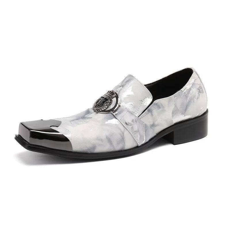 Formelle Herrenschuhe Slip-on-schuhe Aus Echtem Leder - Grau