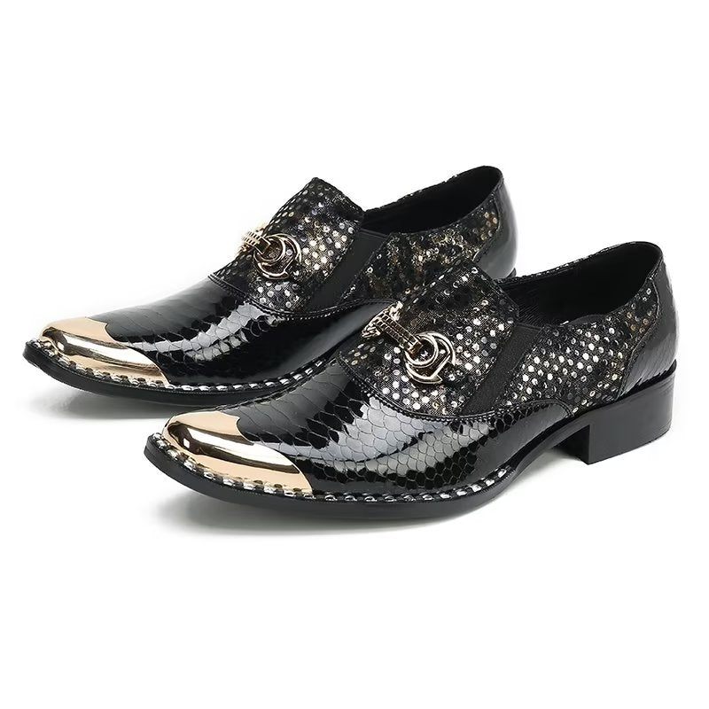 Formelle Herrenschuhe Slip-on-schuhe Aus Echtem Leder - Schwarz