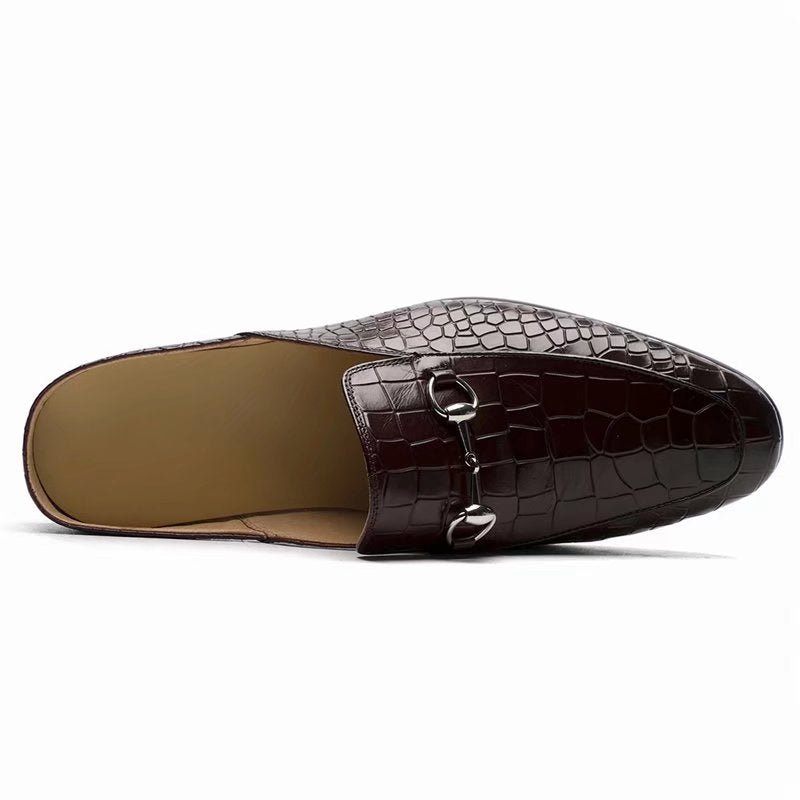 Formelle Herrenschuhe Slip-on-schuhe Aus Exotischem Leder - Kaffee