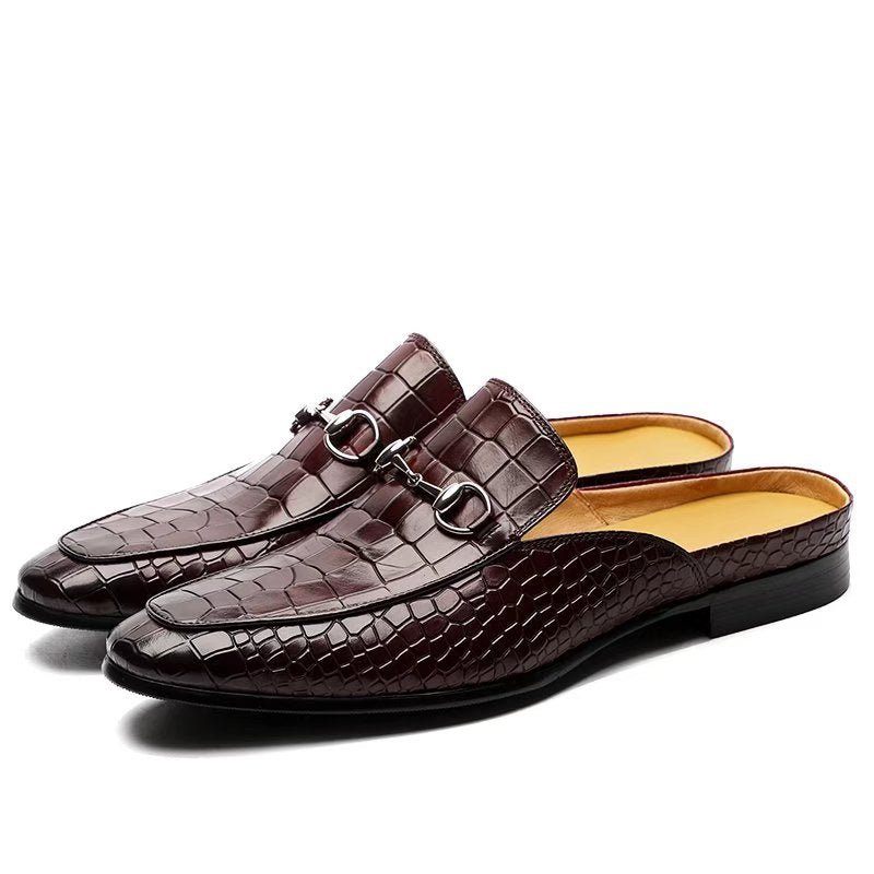 Formelle Herrenschuhe Slip-on-schuhe Aus Exotischem Leder - Kaffee