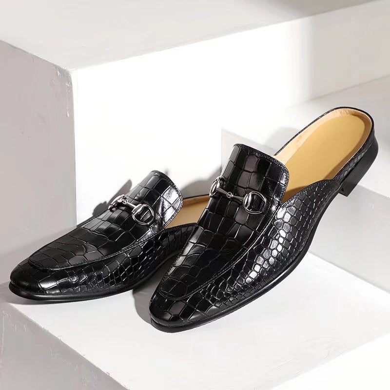 Formelle Herrenschuhe Slip-on-schuhe Aus Exotischem Leder - Schwarz