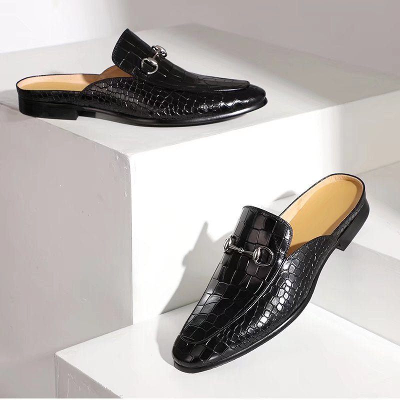 Formelle Herrenschuhe Slip-on-schuhe Aus Exotischem Leder - Schwarz