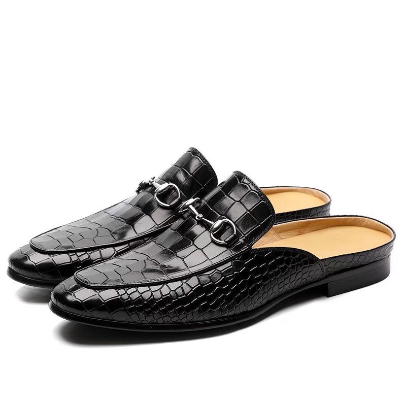 Formelle Herrenschuhe Slip-on-schuhe Aus Exotischem Leder - Schwarz