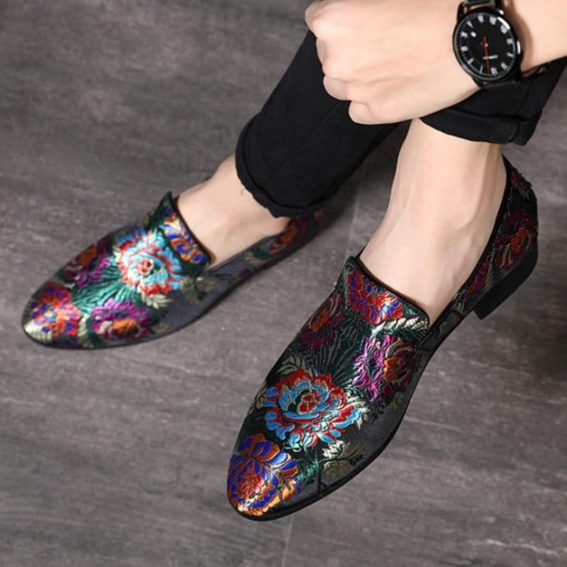 Formelle Herrenschuhe Slip-on-schuhe Mit Exotischem Blumendruck - Mehrfarbig 3