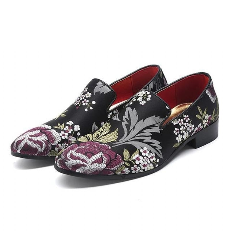 Formelle Herrenschuhe Slip-on-schuhe Mit Exotischem Blumendruck - Mehrfarbig