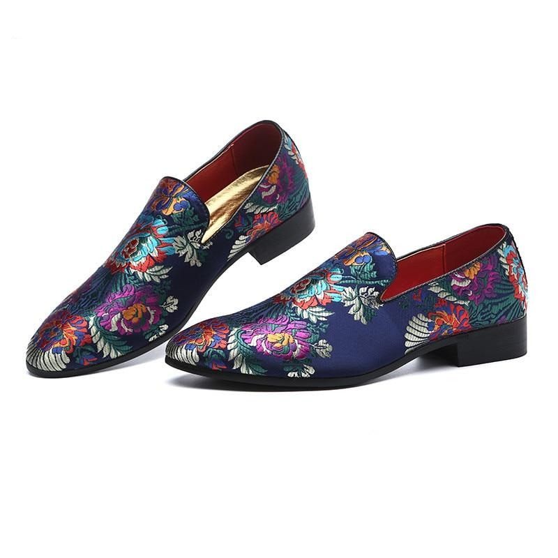 Formelle Herrenschuhe Slip-on-schuhe Mit Exotischem Blumendruck - Mehrfarbig 3