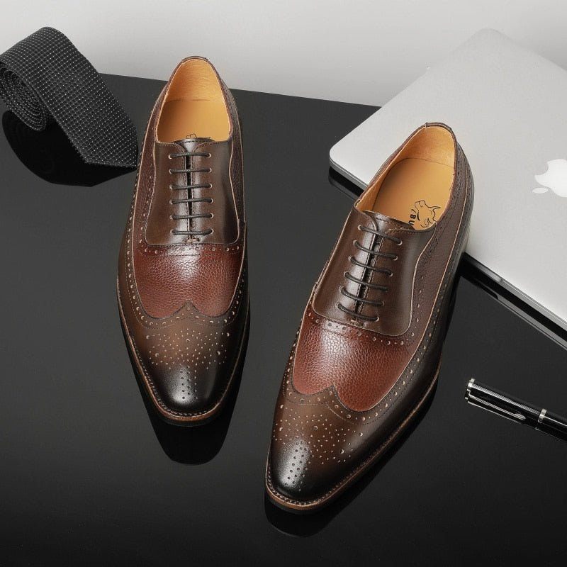 Formelle Herrenschuhe Spitze Schnür-brogues - Kaffee