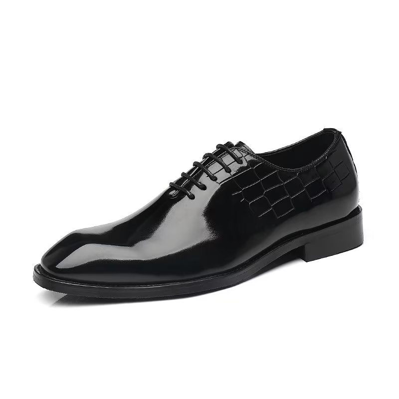 Formelle Herrenschuhe Stilvolle Oxford-schuhe Mit Krokodilstruktur - Schwarz