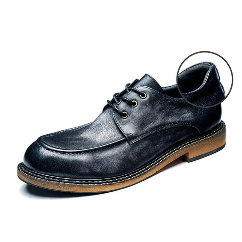 Formelle Herrenschuhe Verlockender Farbton Retro-leder-mokassin Elegante Schnürung - Schwarz