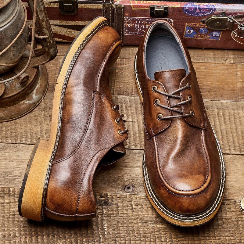 Formelle Herrenschuhe Verlockender Farbton Retro-leder-mokassin Elegante Schnürung - Kaffee