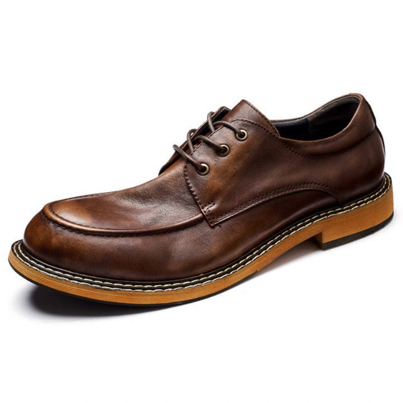 Formelle Herrenschuhe Verlockender Farbton Retro-leder-mokassin Elegante Schnürung - Kaffee