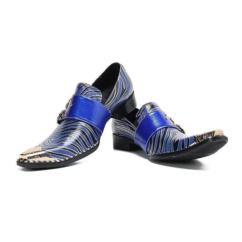 Herren-formelle Schuhe Luxus-monkstraps Aus Exotischem Leder Mit Eckiger Zehenpartie - Blau