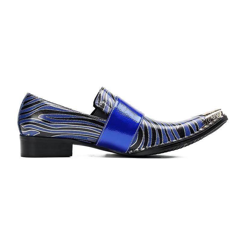 Herren-formelle Schuhe Luxus-monkstraps Aus Exotischem Leder Mit Eckiger Zehenpartie - Blau