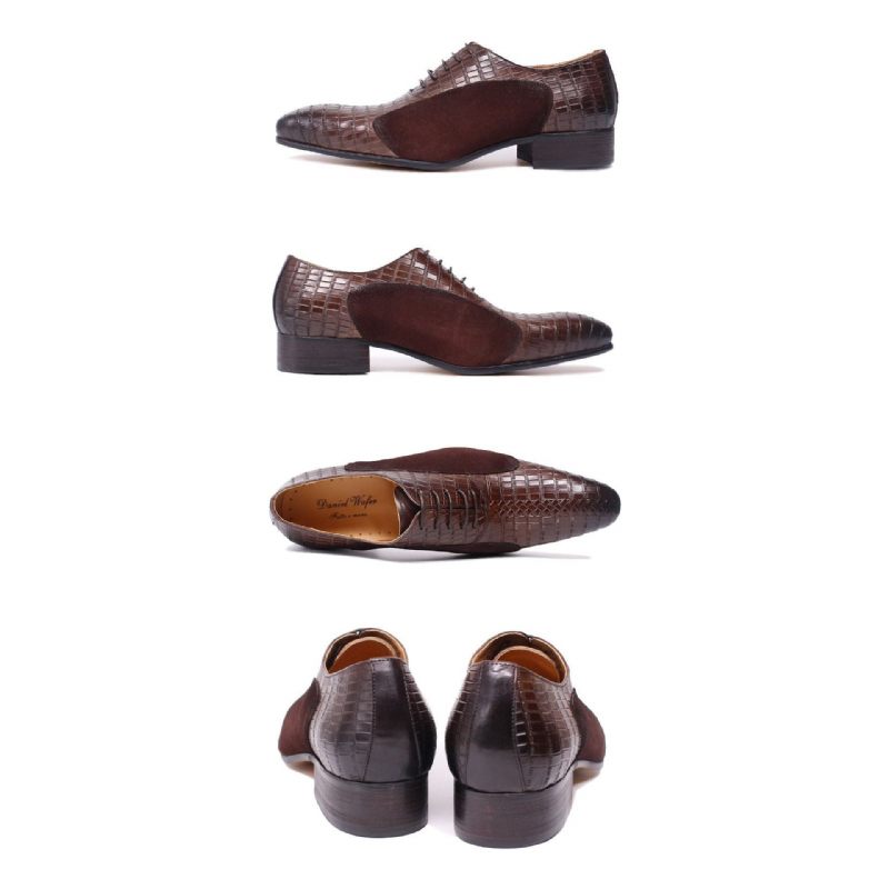 Herren-formelle Schuhe Patchwork-oxford-schuhe Mit Spitzer Zehenpartie - Kaffee