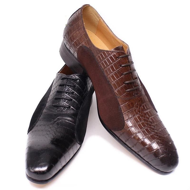 Herren-formelle Schuhe Patchwork-oxford-schuhe Mit Spitzer Zehenpartie - Kaffee