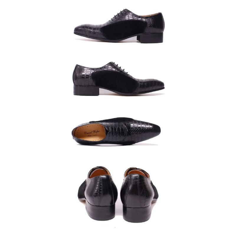 Herren-formelle Schuhe Patchwork-oxford-schuhe Mit Spitzer Zehenpartie - Schwarz