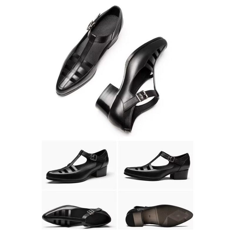 Herren-freizeitschuhe Brogue-sandalen Aus Leder - Schwarz