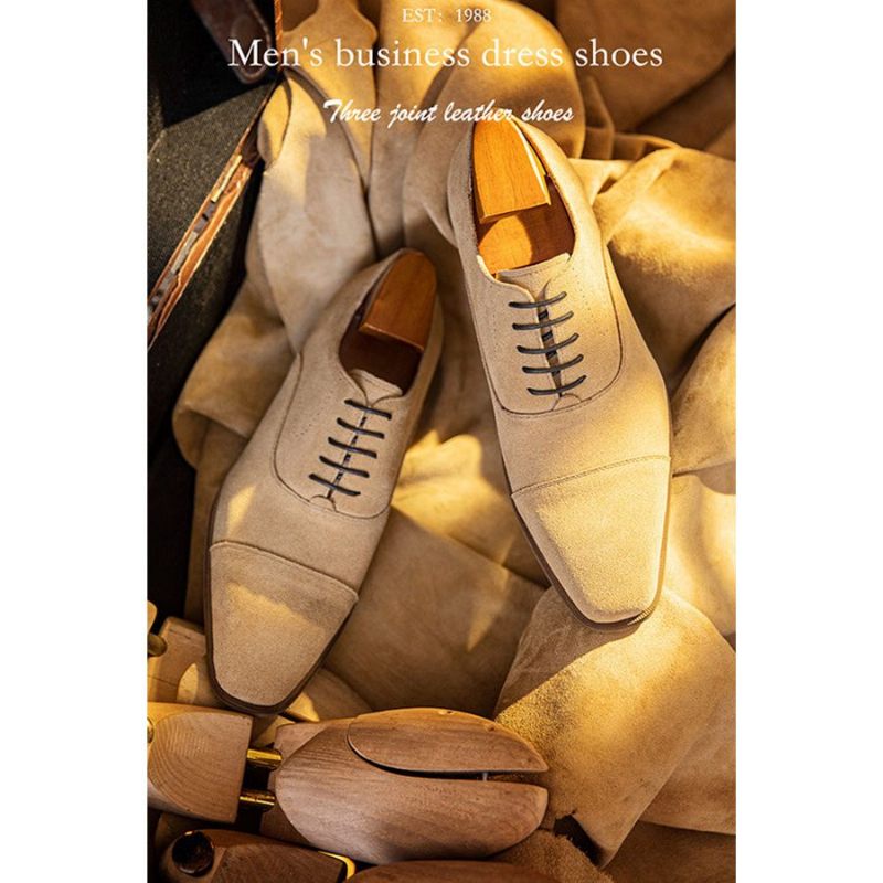 Herren-freizeitschuhe Edle Business-schuhe Aus Leder Mit Schnürung - Beige