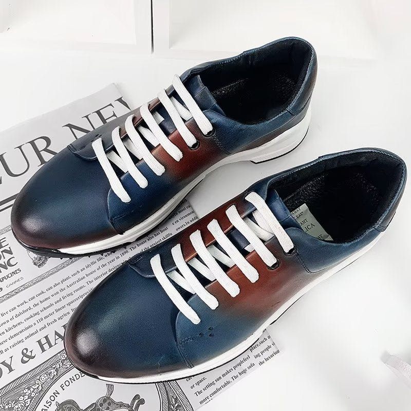 Herren-freizeitschuhe Elegante Leder-schnür-oxford-freizeitschuhe - Blau