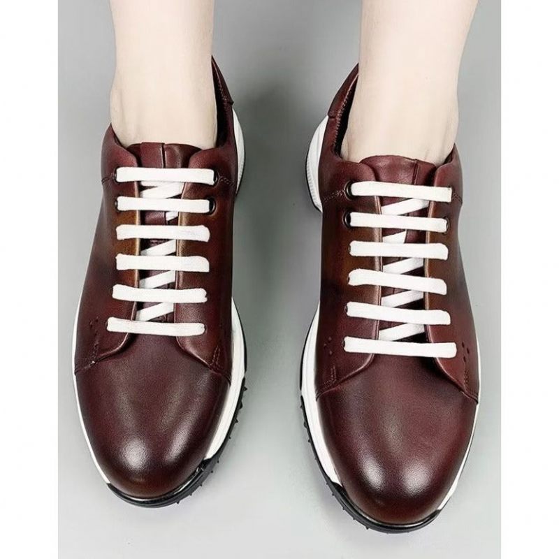 Herren-freizeitschuhe Elegante Leder-schnür-oxford-freizeitschuhe - Kaffee