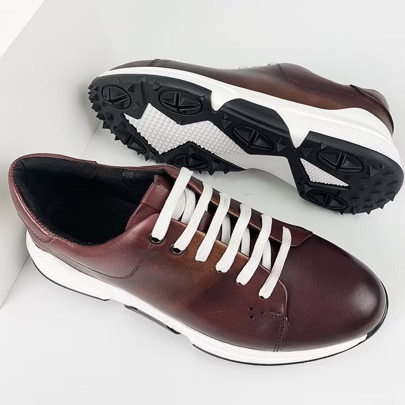 Herren-freizeitschuhe Elegante Leder-schnür-oxford-freizeitschuhe - Kaffee