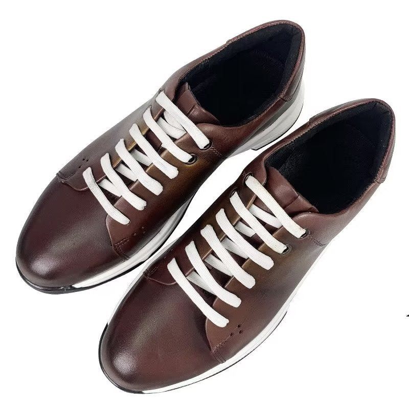 Herren-freizeitschuhe Elegante Leder-schnür-oxford-freizeitschuhe - Kaffee