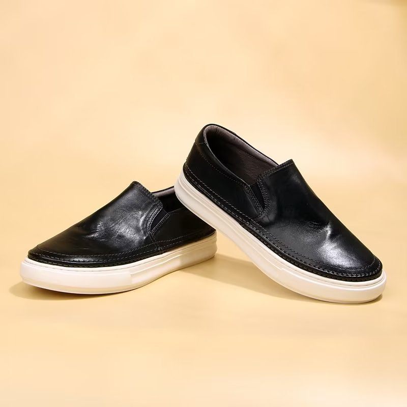 Herren-freizeitschuhe Elegante Leder-slip-on-high-end-sneaker - Schwarz