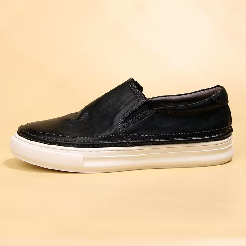 Herren-freizeitschuhe Elegante Leder-slip-on-high-end-sneaker - Schwarz