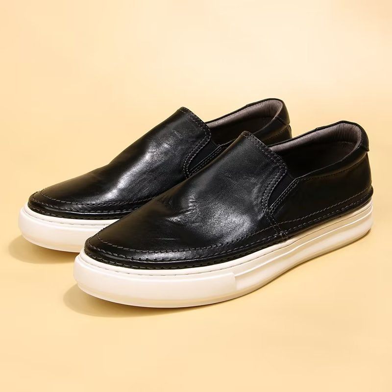 Herren-freizeitschuhe Elegante Leder-slip-on-high-end-sneaker - Schwarz