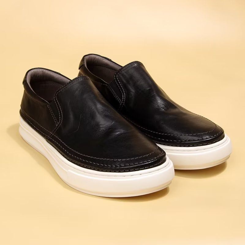 Herren-freizeitschuhe Elegante Leder-slip-on-high-end-sneaker - Schwarz