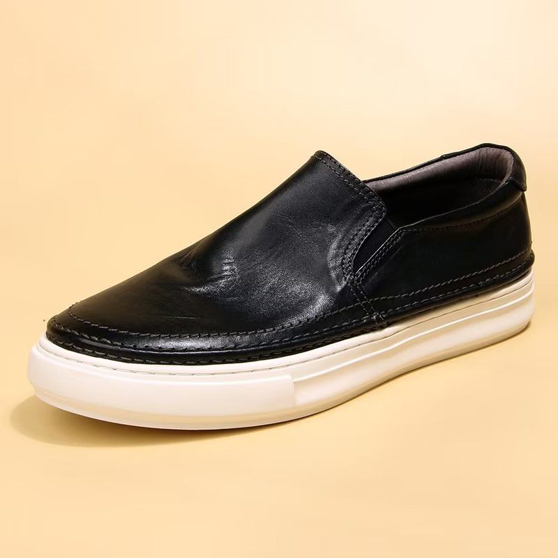 Herren-freizeitschuhe Elegante Leder-slip-on-high-end-sneaker - Schwarz