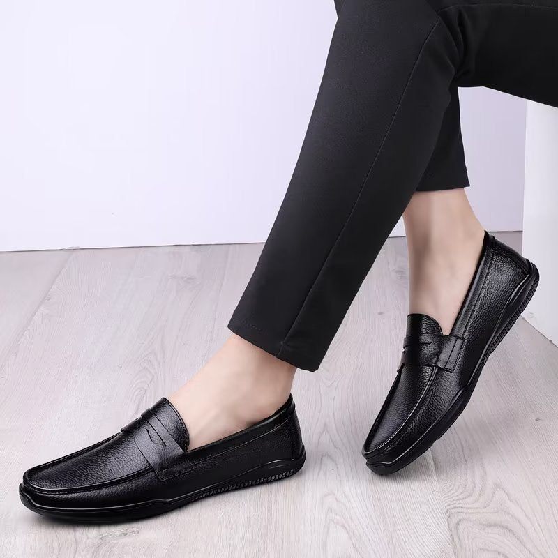 Herren-freizeitschuhe Elegante Pu-slip-on-loafer Mit Metallmode - Schwarz