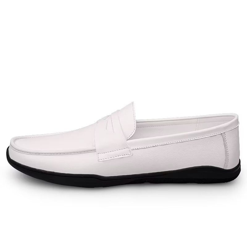 Herren-freizeitschuhe Elegante Pu-slip-on-loafer Mit Metallmode - Weißes Loch