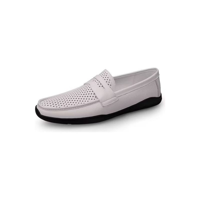 Herren-freizeitschuhe Elegante Pu-slip-on-loafer Mit Metallmode - Weißes Loch