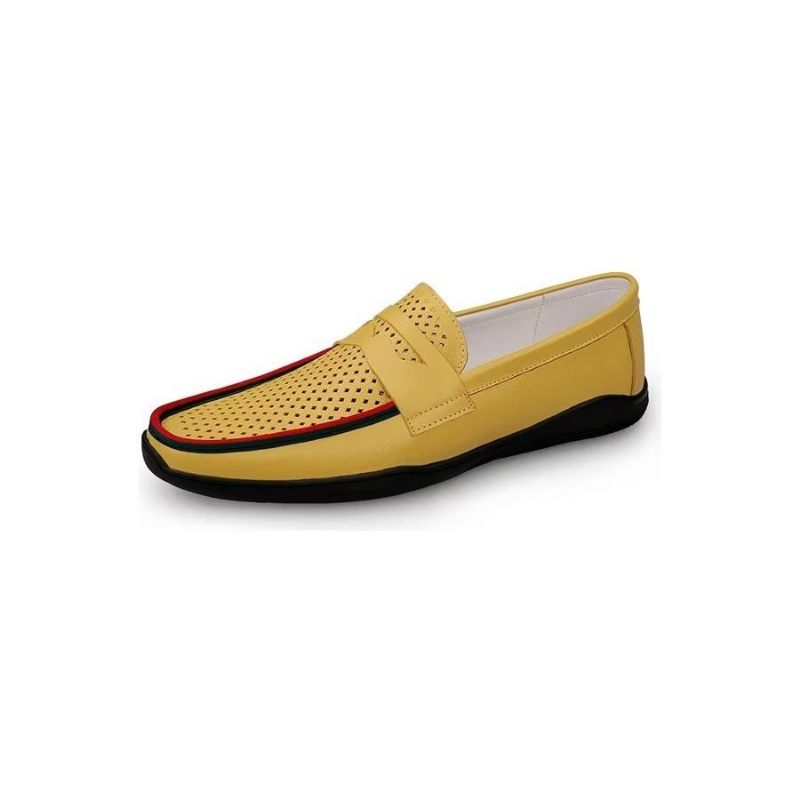 Herren-freizeitschuhe Elegante Pu-slip-on-loafer Mit Metallmode - Gelbes Loch