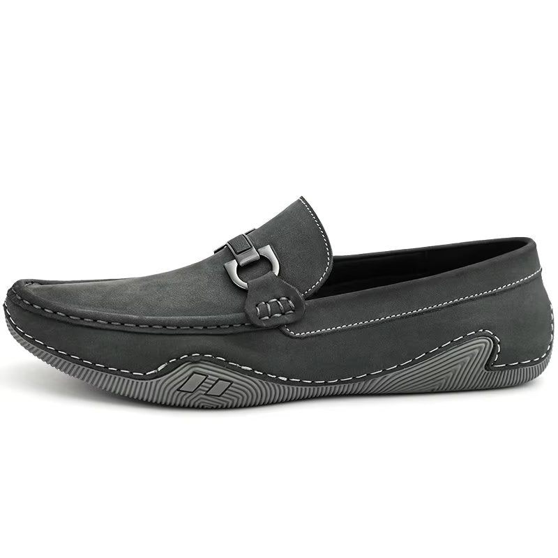 Herren-freizeitschuhe Elegante Slip-on-loafer Mit Metallmode - Grau