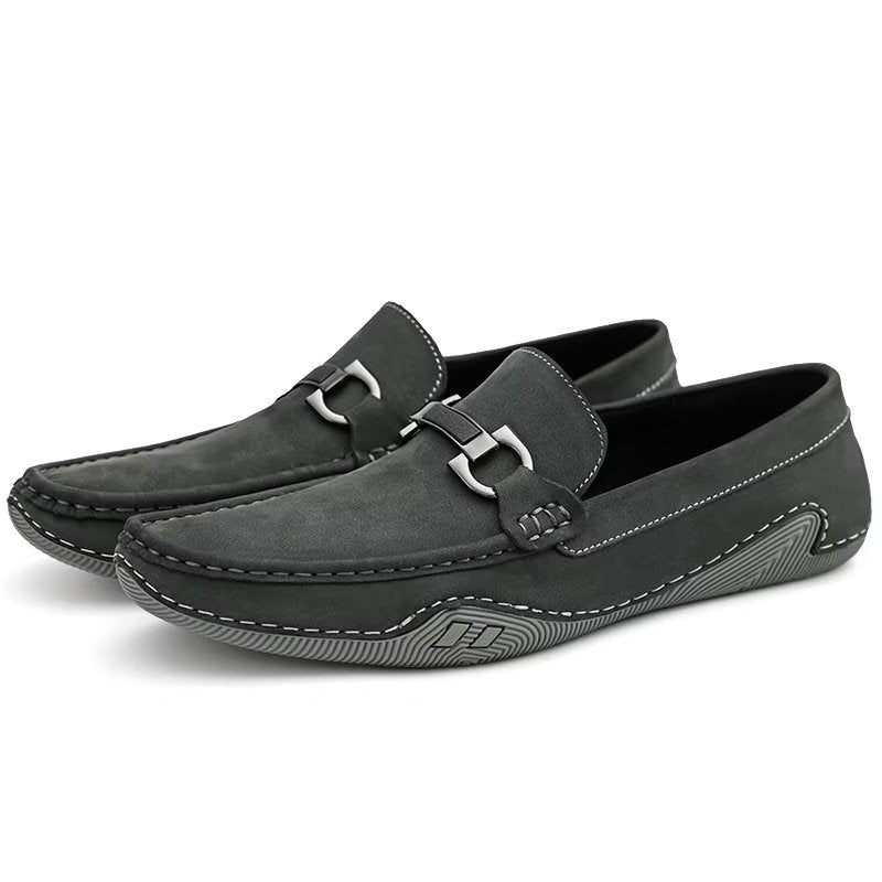 Herren-freizeitschuhe Elegante Slip-on-loafer Mit Metallmode - Grau