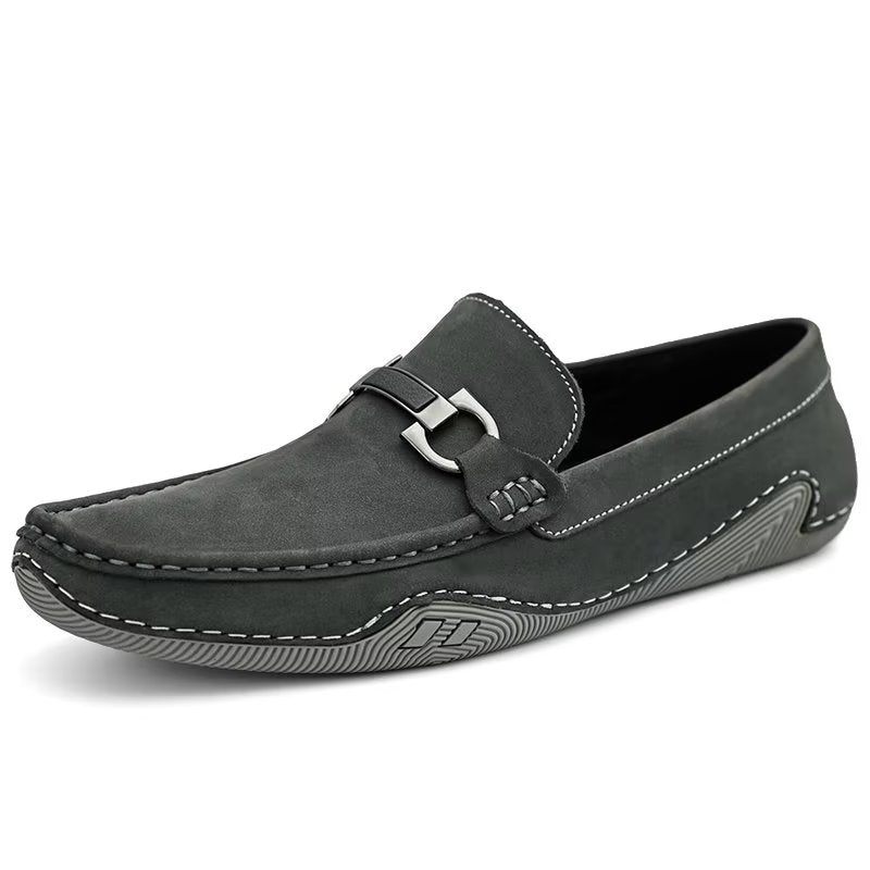 Herren-freizeitschuhe Elegante Slip-on-loafer Mit Metallmode - Grau