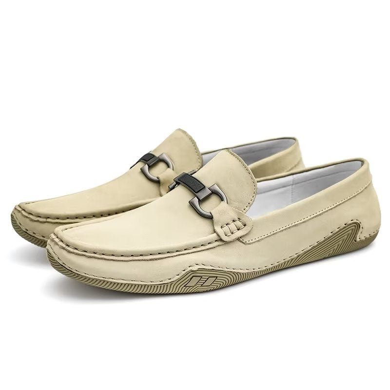 Herren-freizeitschuhe Elegante Slip-on-loafer Mit Metallmode - Beige