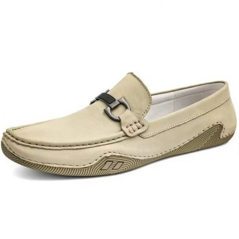 Herren-freizeitschuhe Elegante Slip-on-loafer Mit Metallmode - Beige