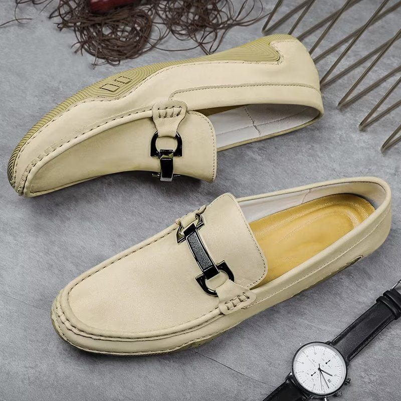 Herren-freizeitschuhe Elegante Slip-on-loafer Mit Metallmode - Beige