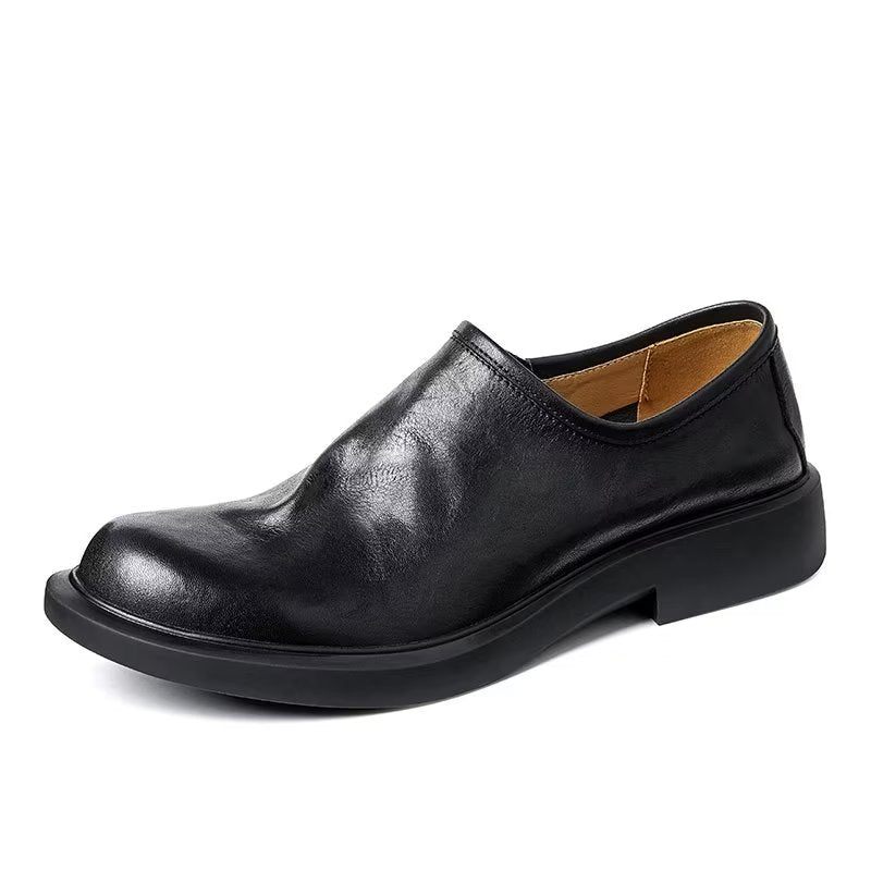 Herren-freizeitschuhe Elegante Slip-ons Mit Runder Zehenpartie - Schwarz