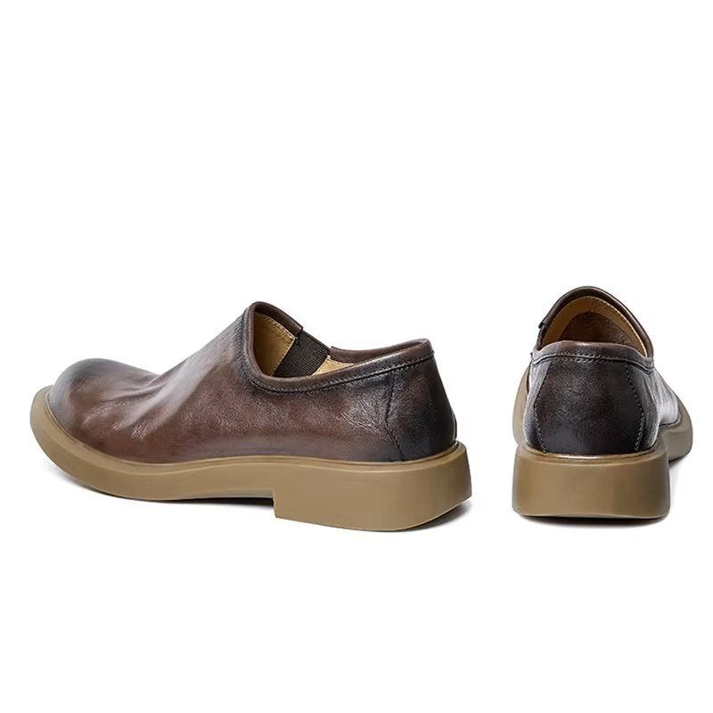 Herren-freizeitschuhe Elegante Slip-ons Mit Runder Zehenpartie - Kaffee