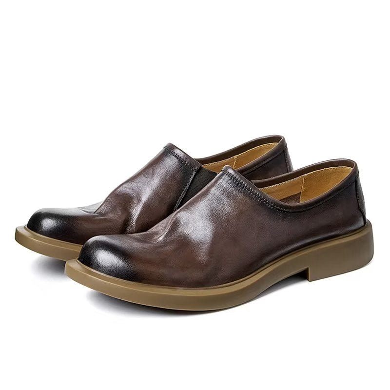 Herren-freizeitschuhe Elegante Slip-ons Mit Runder Zehenpartie - Kaffee