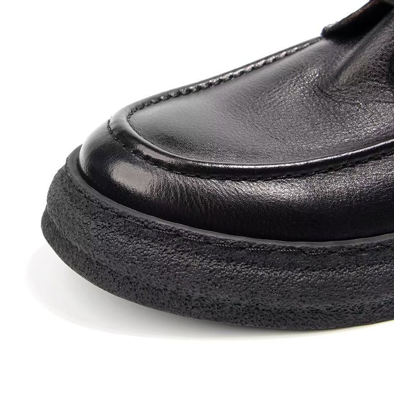 Herren-freizeitschuhe Elegante Sport-sneaker Aus Leder Mit Schnürung - Schwarz